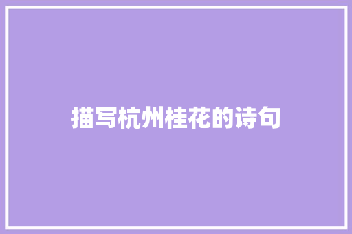 描写杭州桂花的诗句