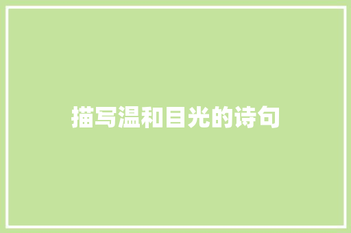 描写温和目光的诗句