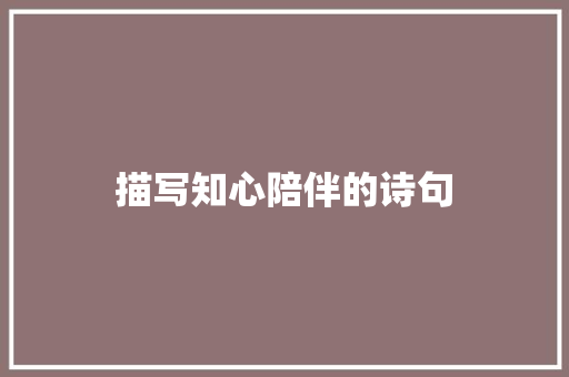 描写知心陪伴的诗句