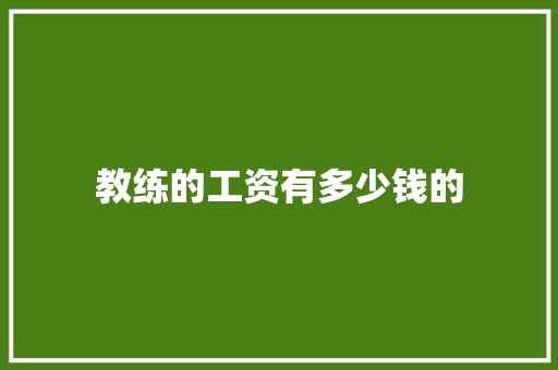 教练的工资有多少钱的