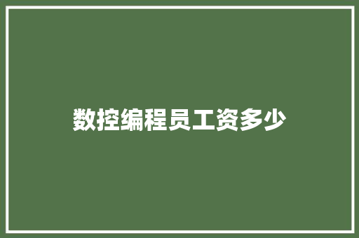 数控编程员工资多少