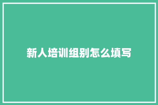 新人培训组别怎么填写