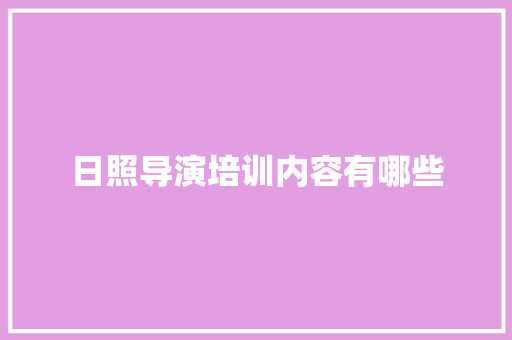 日照导演培训内容有哪些