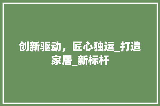 创新驱动，匠心独运_打造家居_新标杆