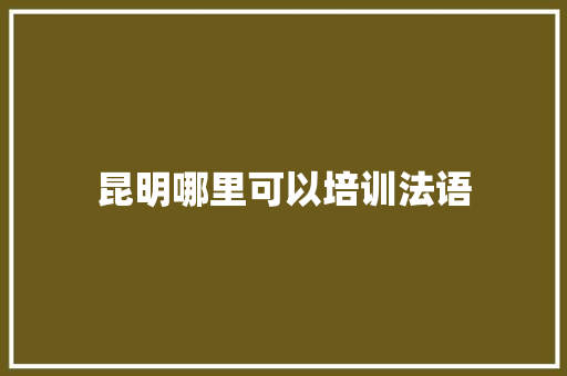 昆明哪里可以培训法语