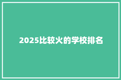 2025比较火的学校排名