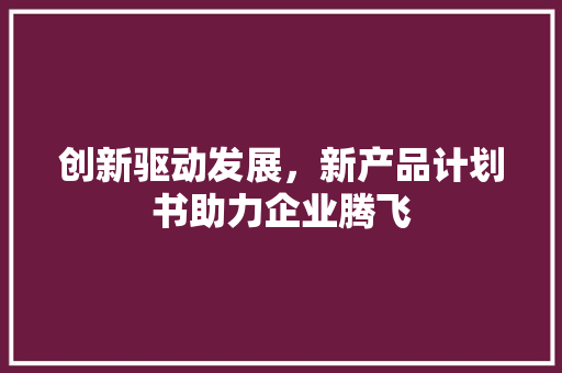 创新驱动发展，新产品计划书助力企业腾飞