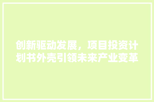 创新驱动发展，项目投资计划书外壳引领未来产业变革