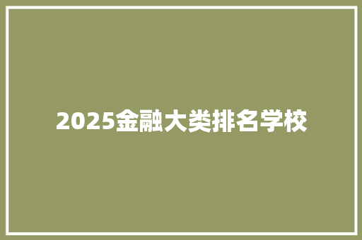 2025金融大类排名学校