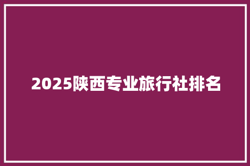 2025陕西专业旅行社排名