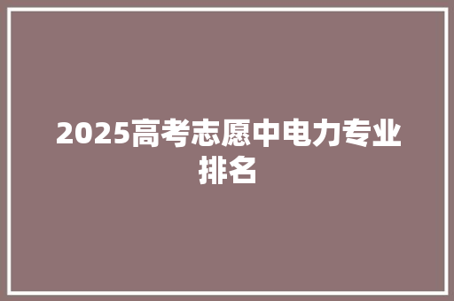 2025高考志愿中电力专业排名