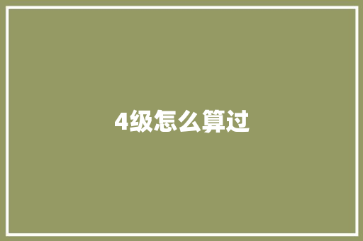 4级怎么算过
