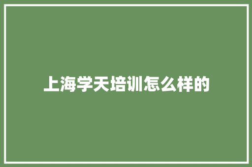 上海学天培训怎么样的