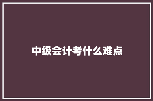 中级会计考什么难点