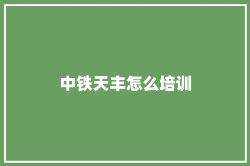 中铁天丰怎么培训