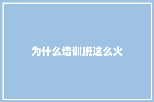 为什么培训班这么火
