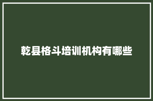 乾县格斗培训机构有哪些