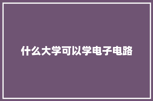 什么大学可以学电子电路