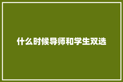 什么时候导师和学生双选 商业计划书范文