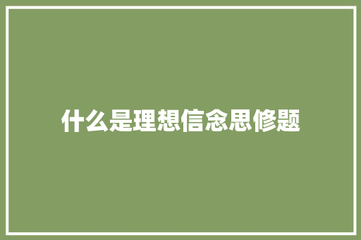 什么是理想信念思修题