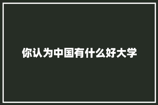你认为中国有什么好大学