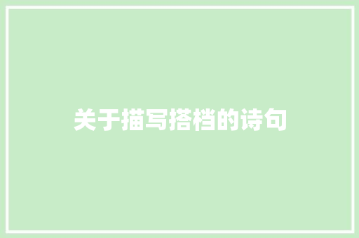 关于描写搭档的诗句