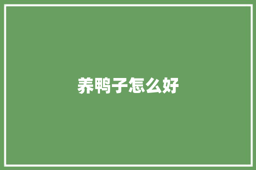 养鸭子怎么好