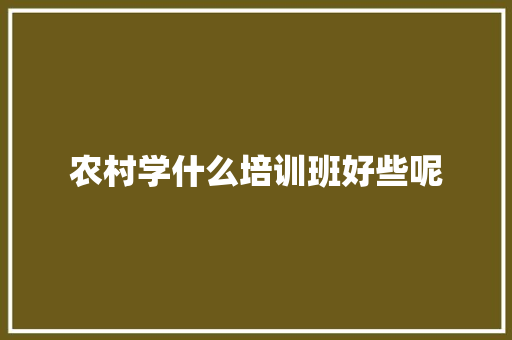 农村学什么培训班好些呢