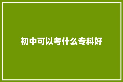 初中可以考什么专科好