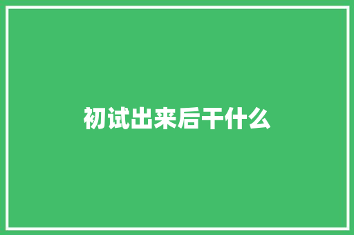 初试出来后干什么