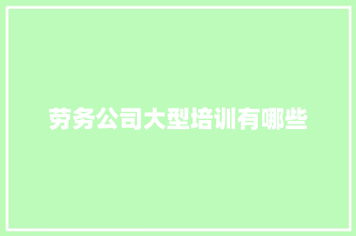 劳务公司大型培训有哪些