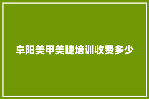 阜阳美甲美睫培训收费多少