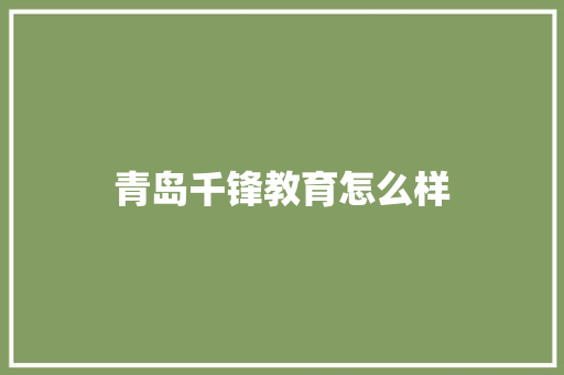 青岛千锋教育怎么样