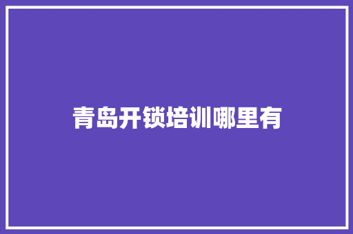 青岛开锁培训哪里有