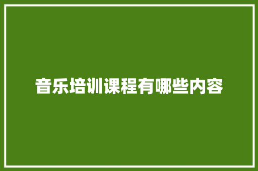 音乐培训课程有哪些内容