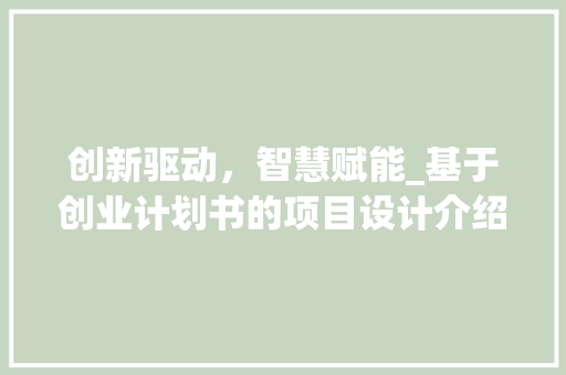 创新驱动，智慧赋能_基于创业计划书的项目设计介绍