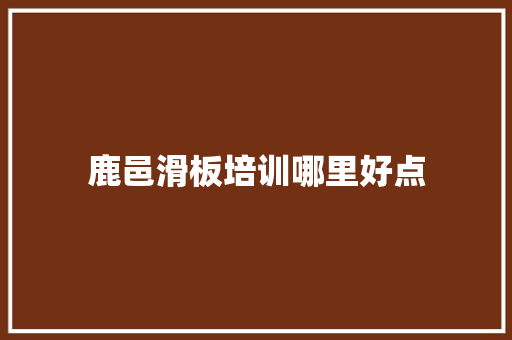 鹿邑滑板培训哪里好点