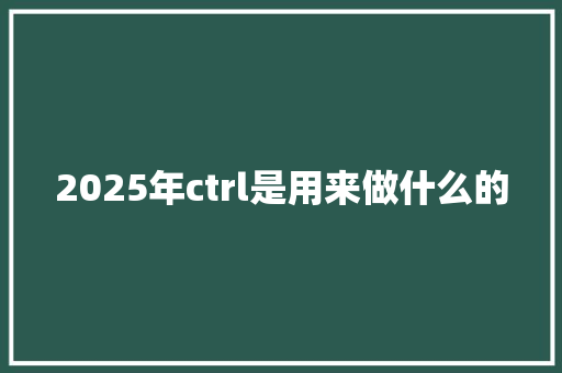 2025年ctrl是用来做什么的
