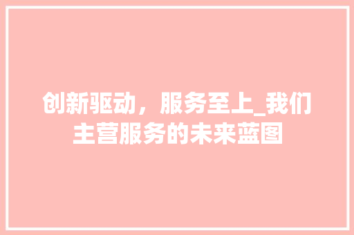 创新驱动，服务至上_我们主营服务的未来蓝图