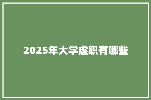 2025年大学虚职有哪些
