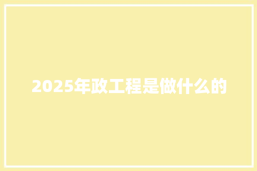 2025年政工程是做什么的