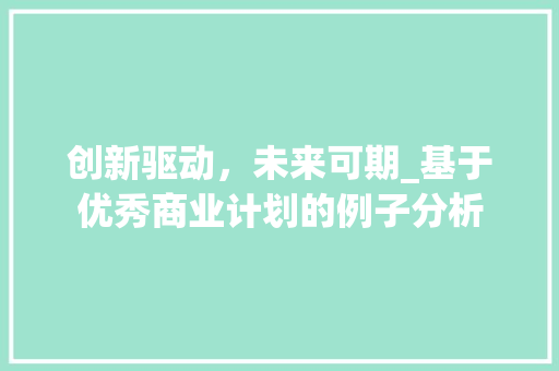 创新驱动，未来可期_基于优秀商业计划的例子分析