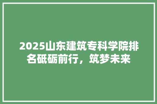 2025山东建筑专科学院排名砥砺前行，筑梦未来