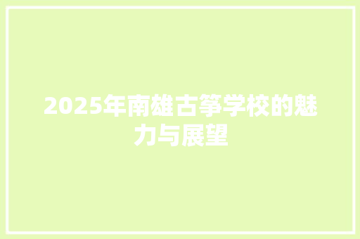 2025年南雄古筝学校的魅力与展望