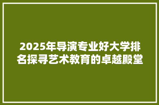 2025年导演专业好大学排名探寻艺术教育的卓越殿堂