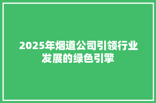 2025年烟道公司引领行业发展的绿色引擎