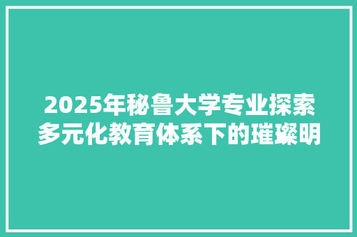 2025年秘鲁大学专业探索多元化教育体系下的璀璨明珠