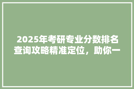 2025年考研专业分数排名查询攻略精准定位，助你一臂之力