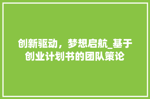 创新驱动，梦想启航_基于创业计划书的团队策论