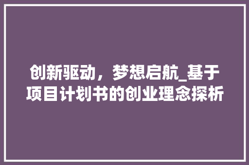 创新驱动，梦想启航_基于项目计划书的创业理念探析
